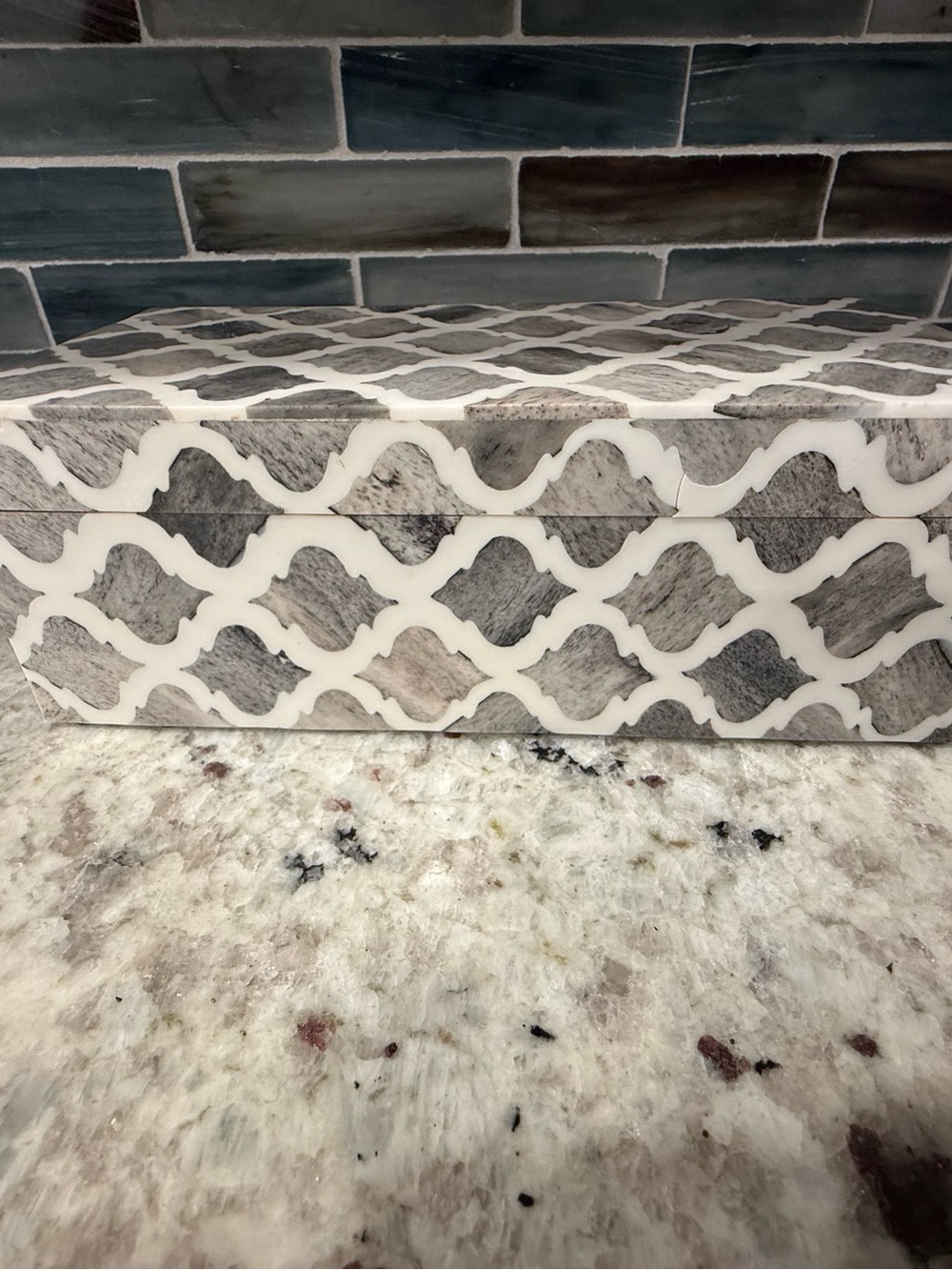 Decorative Grey and White Patterned Box